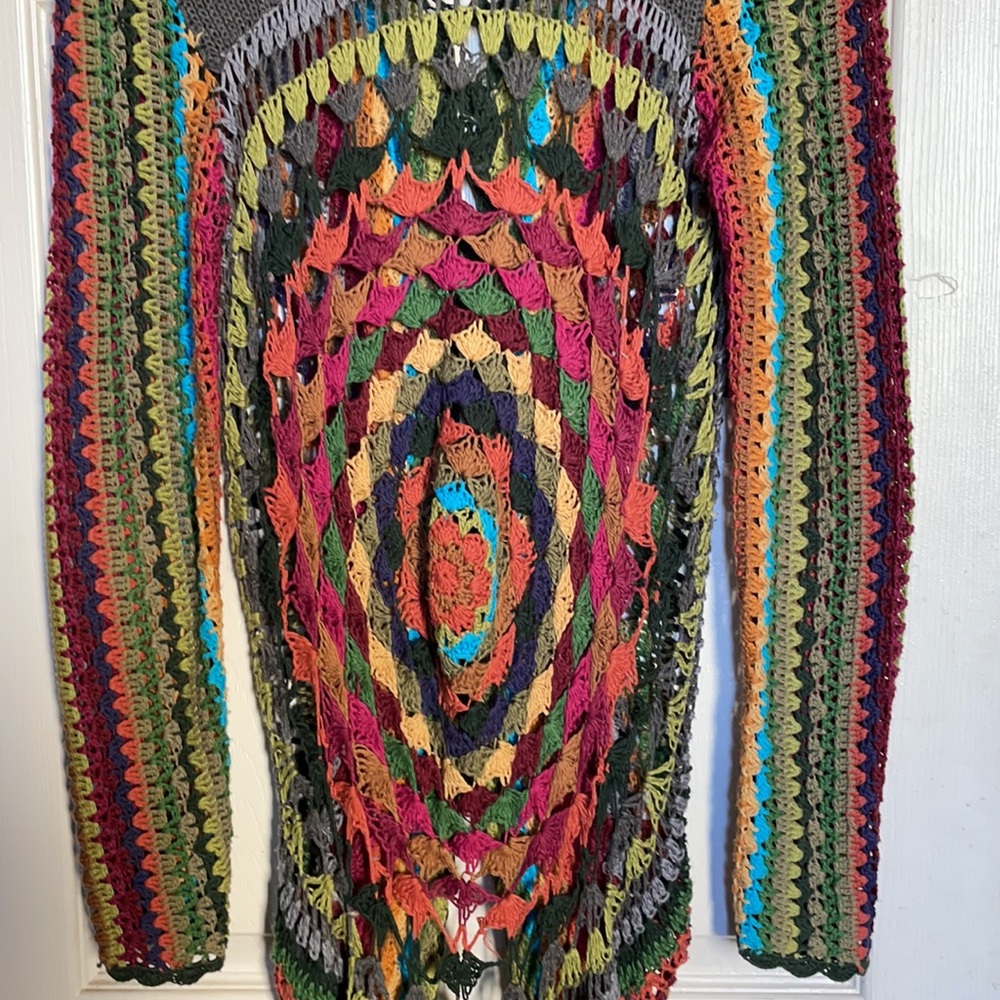 Forever 21 Crocheted Boho Cover Up Top. Multi-Color Cotton Blend. Size: Large